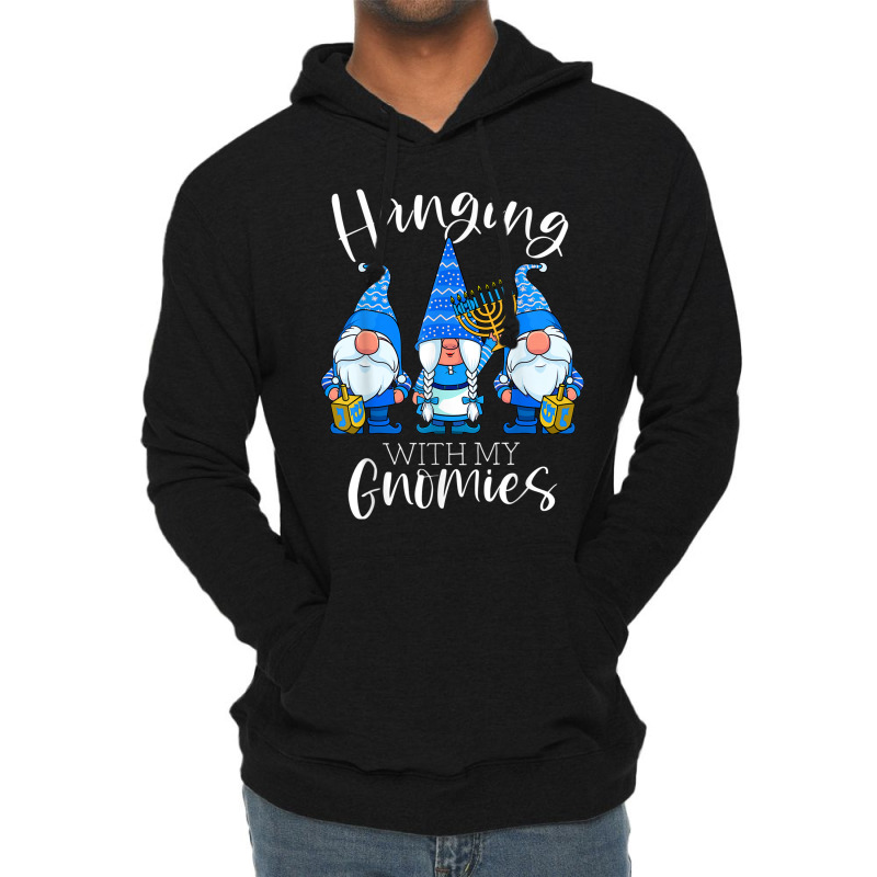 Hanging With My Gnomies Hanukkah Jewish Gnomes Chanukah Lightweight Hoodie | Artistshot