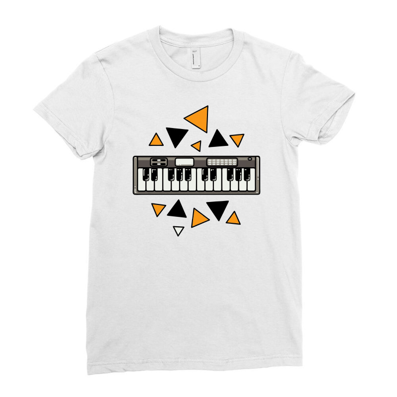 Music,keyboard,electronic,piano,triangle,reflections,cute,vectorart, Ladies Fitted T-Shirt by doestore | Artistshot