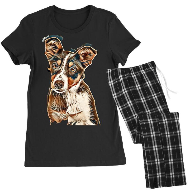 Australian Shepherd Dog Against Green Background Women's Pajamas Set by Kemnabi | Artistshot