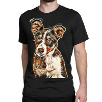 Australian Shepherd Dog Against Green Background Classic T-shirt | Artistshot