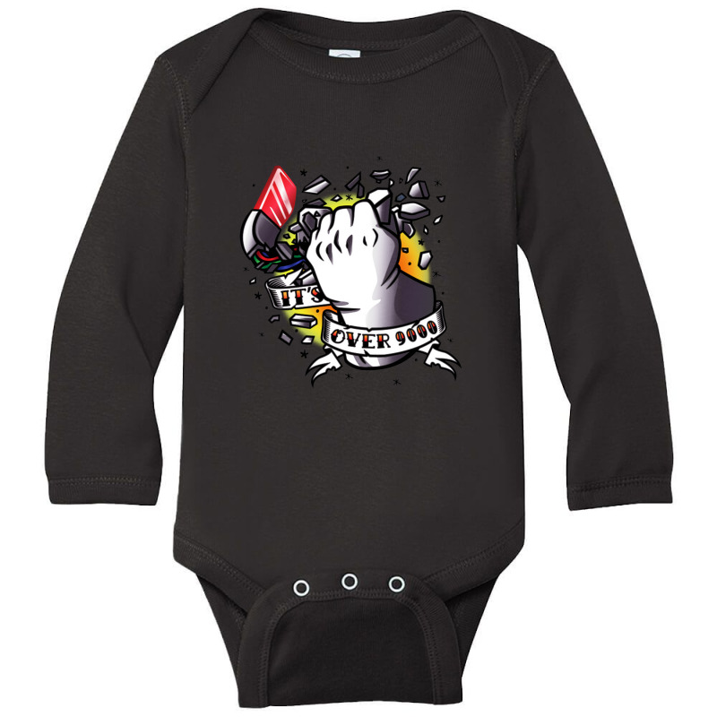 Over 9000   Power Long Sleeve Baby Bodysuit by baruklambi | Artistshot