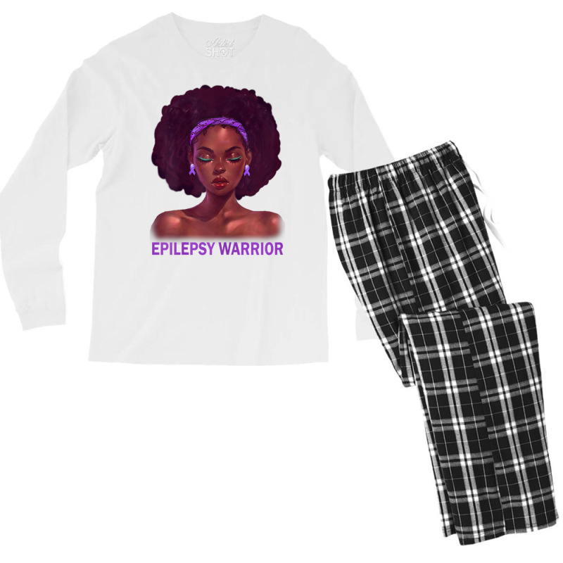 Womens Afro African American Black Woman Epilepsy Warrior T Shirt Men's Long Sleeve Pajama Set | Artistshot