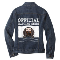 Funny Official Napping Sleeping Black And Tan Coonhound Ladies Denim Jacket | Artistshot