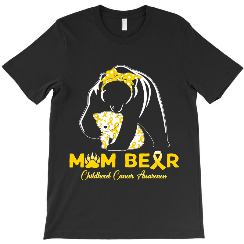 Mama Bear Childhood Cancer Awareness Month Gold Ribbon 153 T-shirt | Artistshot