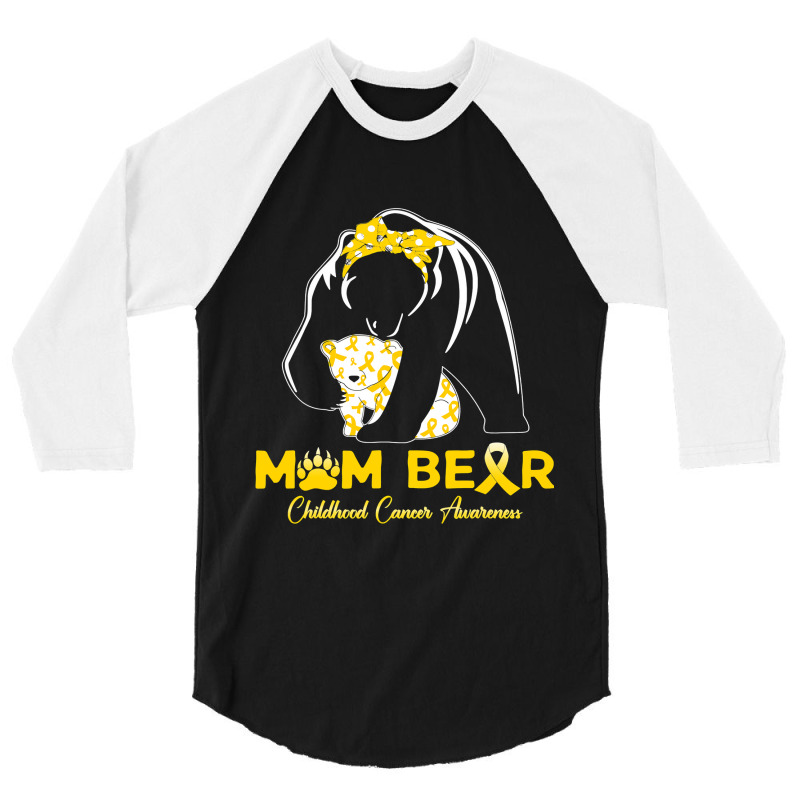 Mama Bear Childhood Cancer Awareness Month Gold Ribbon 153 3/4 Sleeve Shirt | Artistshot