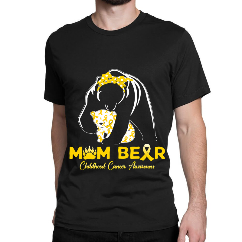 Mama Bear Childhood Cancer Awareness Month Gold Ribbon 153 Classic T-shirt | Artistshot