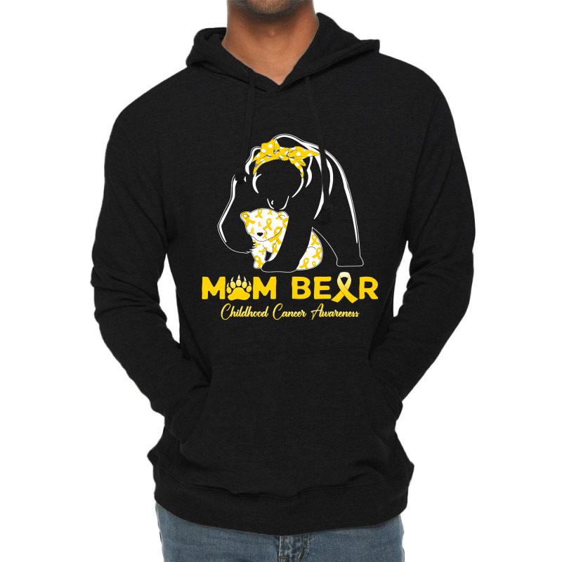 Mama Bear Childhood Cancer Awareness Month Gold Ribbon 153 Lightweight Hoodie | Artistshot