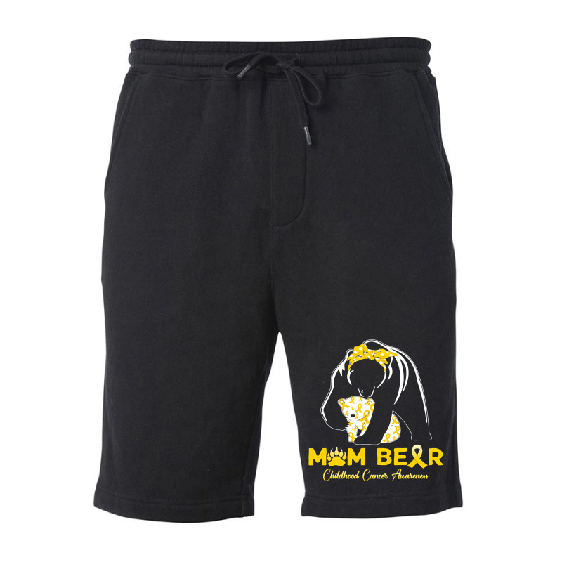 Mama Bear Childhood Cancer Awareness Month Gold Ribbon 153 Fleece Short | Artistshot