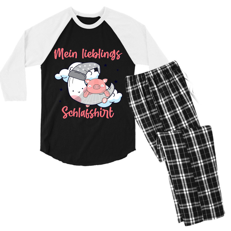 My Favorite Sleep Shirt Teacup Pig Mini Pig Moon 178 Men's 3/4 Sleeve Pajama Set by MichaelAkins | Artistshot