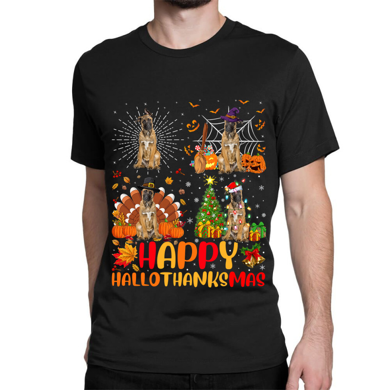 Halloween Thanksgiving Christmas Malinois Dog Hallothanksmas Classic T-shirt by peafowl | Artistshot