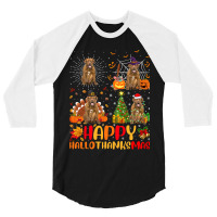 Halloween Christmas Dogue De Bordeaux Dog Hallothanksmas 3/4 Sleeve Shirt | Artistshot