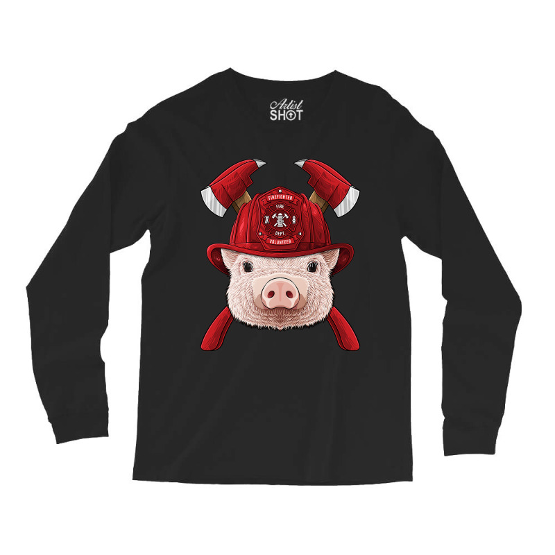 Firefighter Pig Fireman Boys Kids Fire Rescue Farm Animal 249 Long Sleeve Shirts by peafowl | Artistshot