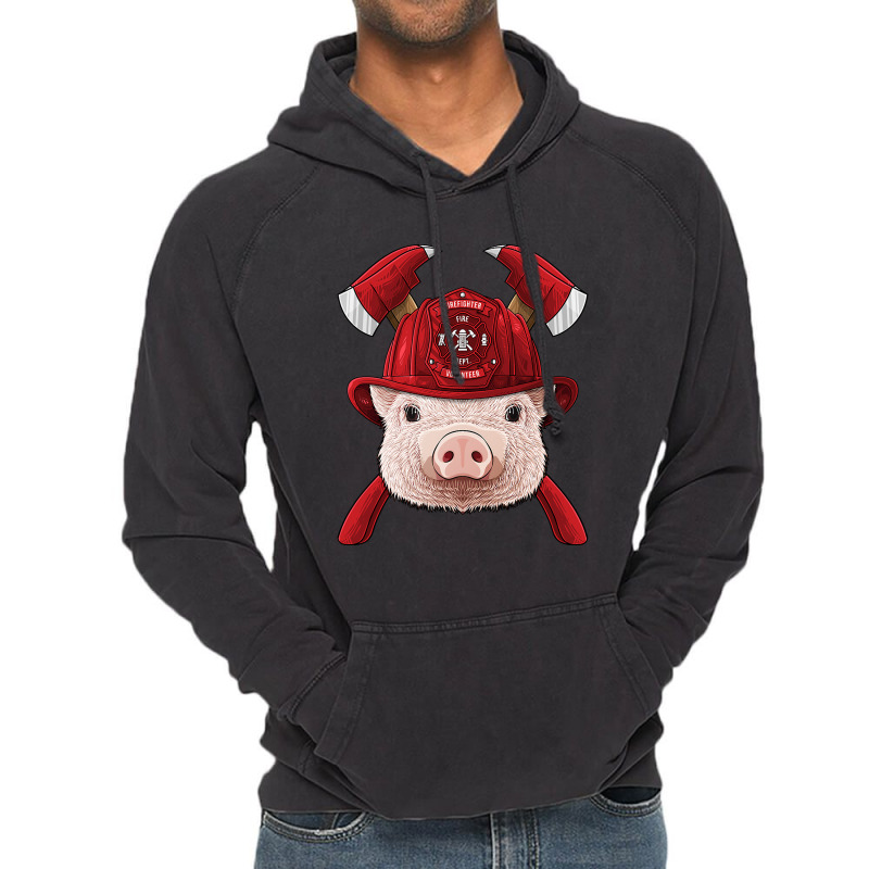 Firefighter Pig Fireman Boys Kids Fire Rescue Farm Animal 249 Vintage Hoodie by peafowl | Artistshot