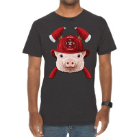 Firefighter Pig Fireman Boys Kids Fire Rescue Farm Animal 249 Vintage T-shirt | Artistshot