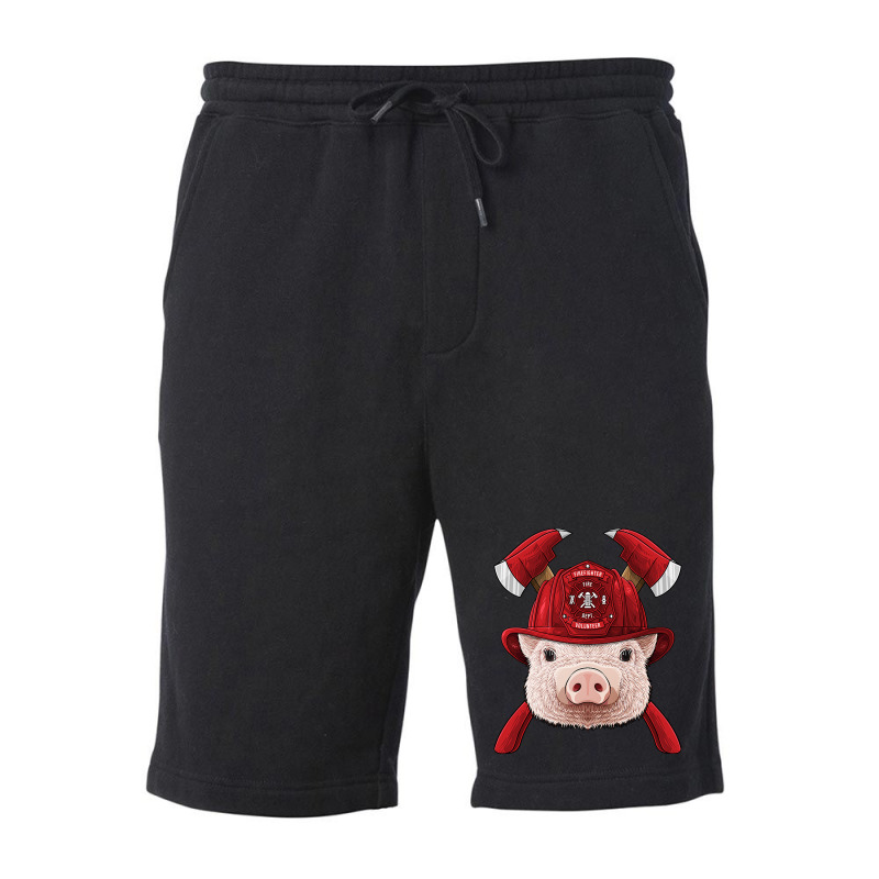 Firefighter Pig Fireman Boys Kids Fire Rescue Farm Animal 249 Fleece Short by peafowl | Artistshot