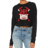 Firefighter Pig Fireman Boys Kids Fire Rescue Farm Animal 249 Cropped Sweater | Artistshot