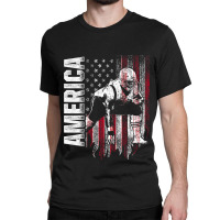 Football Lineman America Flag Offensive Defensive Player Classic T-shirt | Artistshot