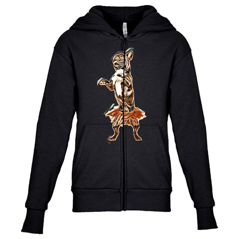 Dog Isolated Dancing Tutu Youth Zipper Hoodie by Kemnabi | Artistshot