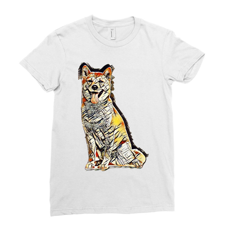 Sitting Panting Animal Canine Ladies Fitted T-Shirt by Kemnabi | Artistshot