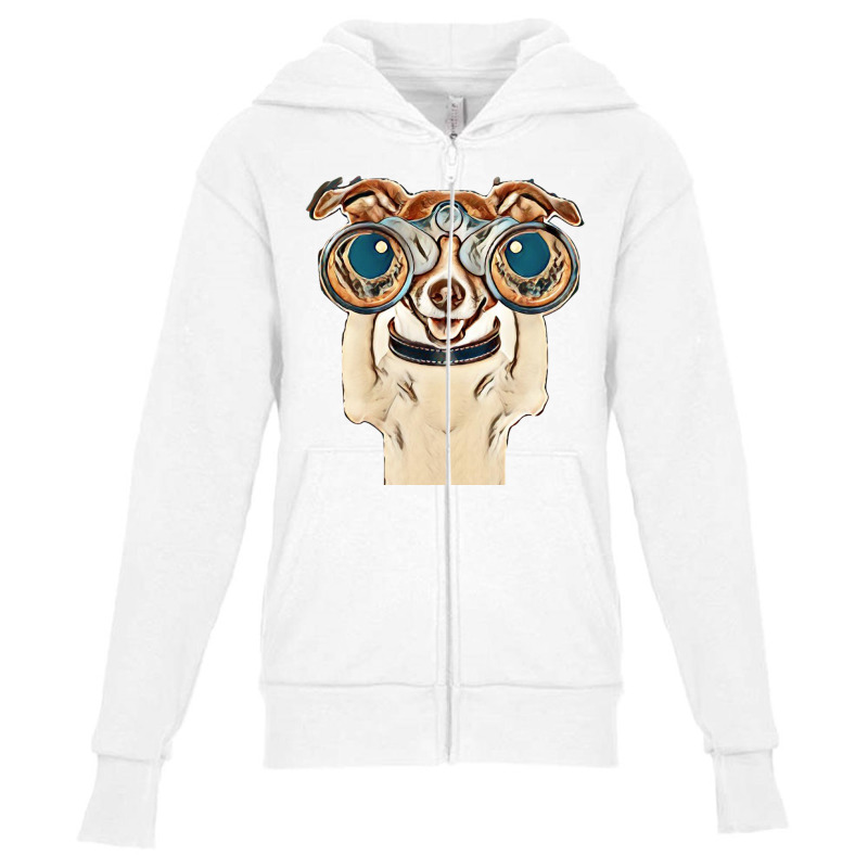 Dog Funny Binocular Animal Youth Zipper Hoodie | Artistshot