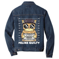 Funny Cat  Feline Guilty  Guilty Cat Trouble Fluff Mugshot Men Denim Jacket | Artistshot