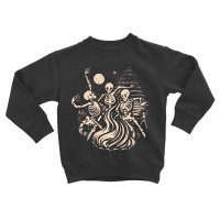 Halloween T  Shirt Skeletons Dancing Around A Fire Under The Moon T  S Toddler Sweatshirt | Artistshot