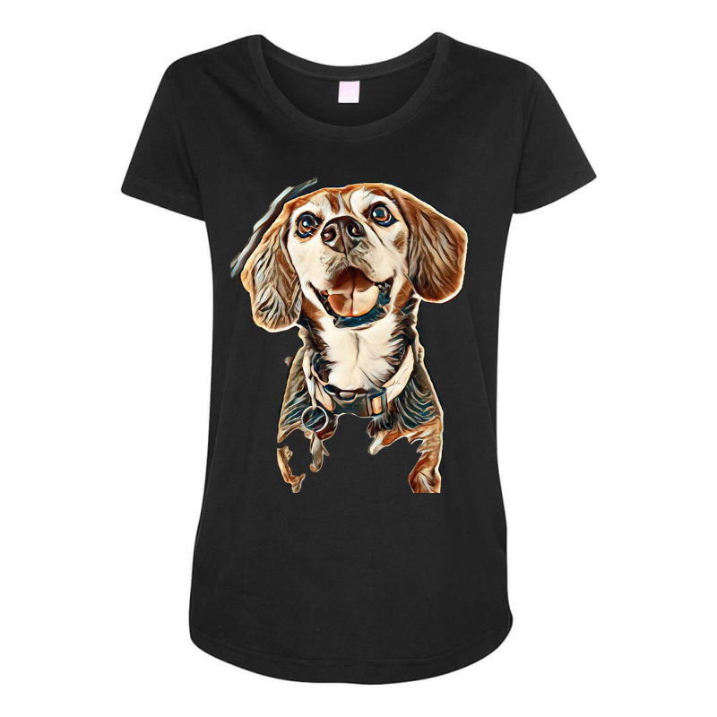 Dog Isolated Happy Face Maternity Scoop Neck T-shirt by Kemnabi | Artistshot