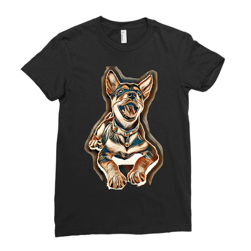 Dog Isolated Happy Smile Ladies Fitted T-Shirt by Kemnabi | Artistshot