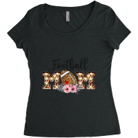 Football Mom Funny Leopard Floral Football Lovers Women's Triblend Scoop T-shirt | Artistshot