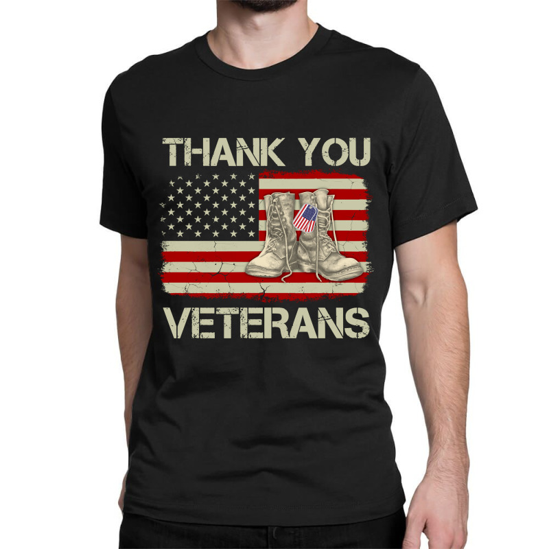 Thank You Veterans Combat Boots Veteran Day American Flag Classic T-shirt by bakien89 | Artistshot