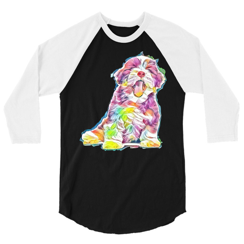 Dog Isolated Happy Cute 3/4 Sleeve Shirt by Kemnabi | Artistshot