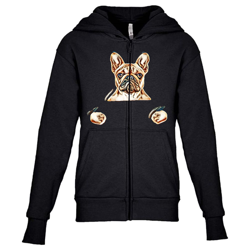 Dog Hold Sign Bulldog Youth Zipper Hoodie | Artistshot