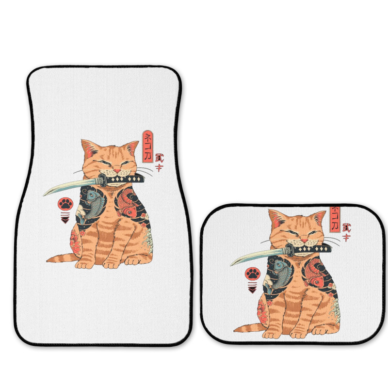 Japanese Samurai Ninja Cat Kawaii Tattoo Graphic Pullover Hoodie Full Set Car Mats | Artistshot