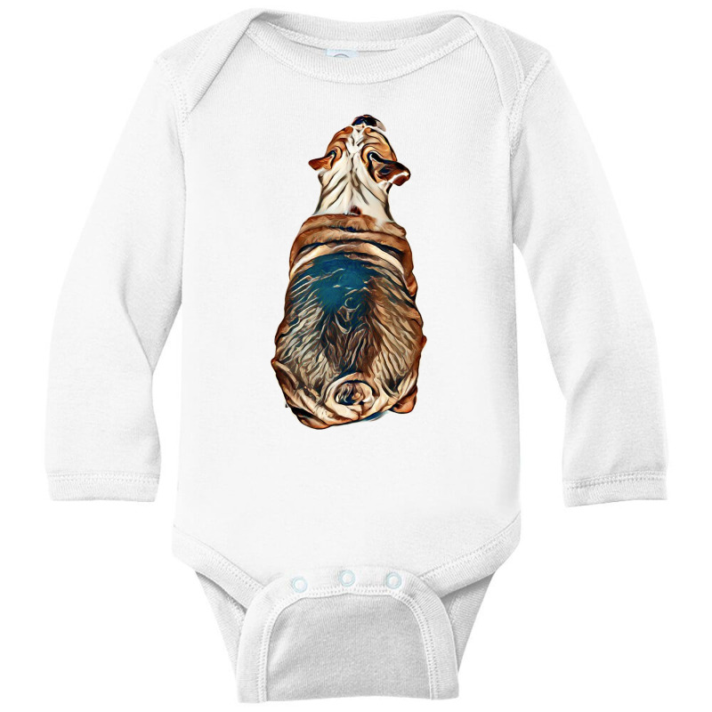 Dog Back Bulldog Looking Long Sleeve Baby Bodysuit by Kemnabi | Artistshot