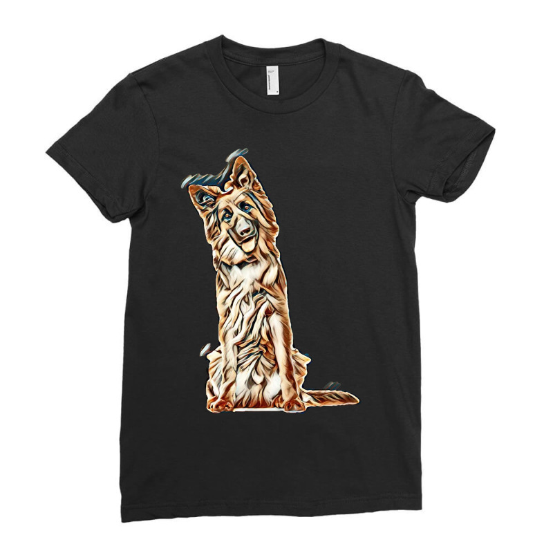 Dog Isolated White German Ladies Fitted T-Shirt by Kemnabi | Artistshot