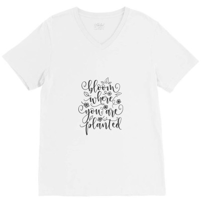 Bloom Where You Are Planted Floral V-neck Tee Designed By Kadalcoklat