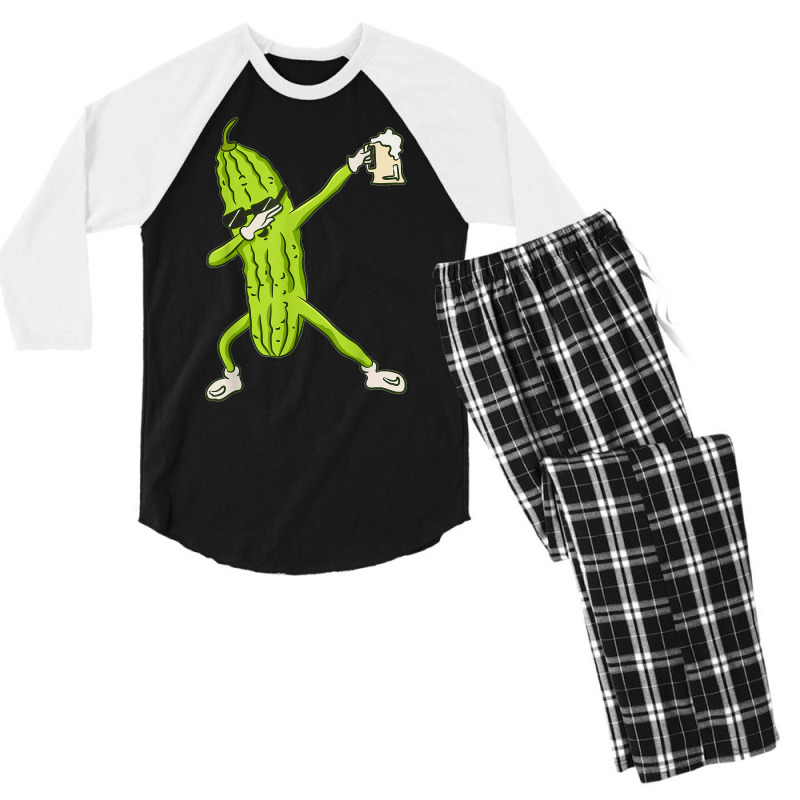 Dabbing Pickle Shir Dancing Cucumber Lover Funny Gifts Beer T Shirt Men's 3/4 Sleeve Pajama Set | Artistshot