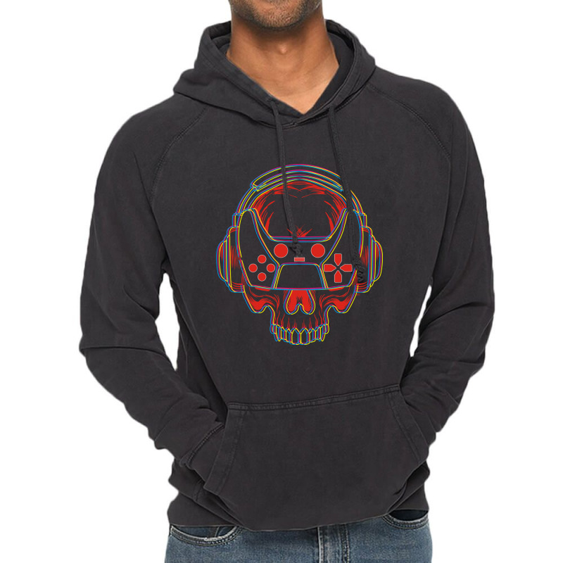 Skull Gamer Vintage Hoodie by azmth | Artistshot