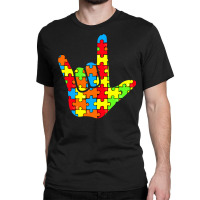 Asl Love Sign Language Autism Gift Awareness Support T Shirt Classic T-shirt | Artistshot