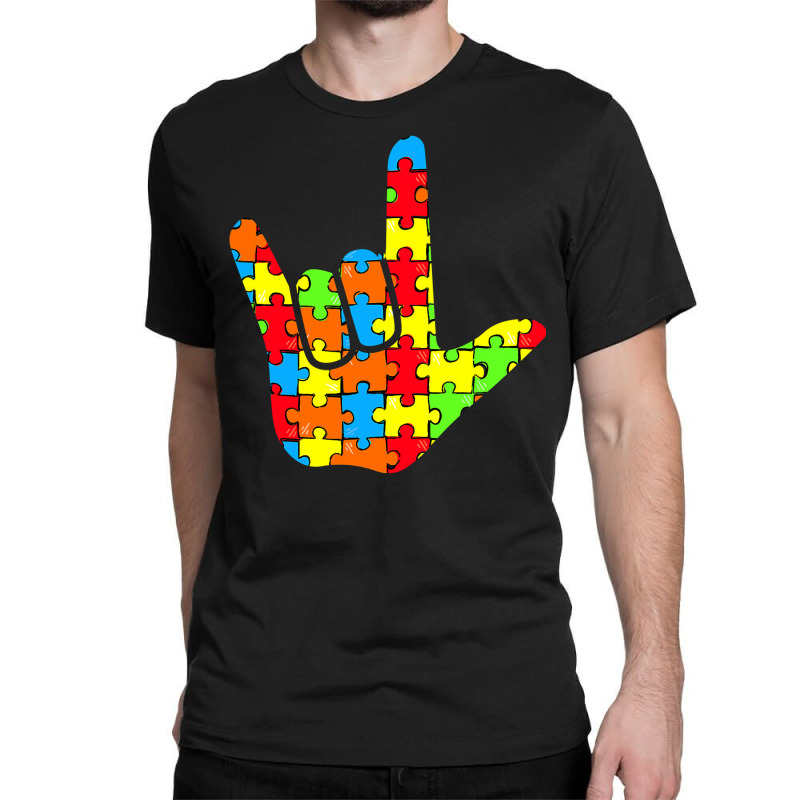 Asl Love Sign Language Autism Gift Awareness Support T Shirt Classic T-shirt by DianneHenderson91 | Artistshot