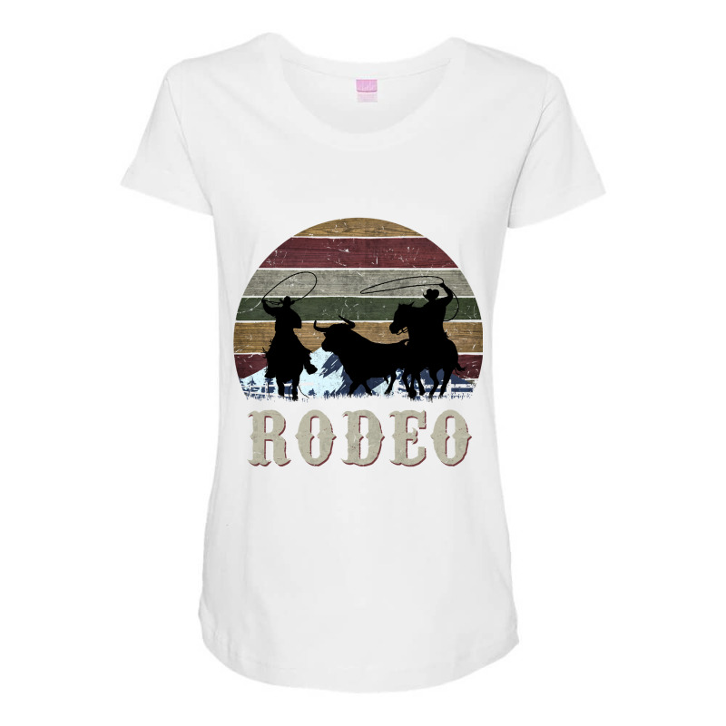 Bucking Rodeo Cowboy Team Roping Horse Riding Retro Long Sleeve T Shir Maternity Scoop Neck T-shirt by sieuduong86 | Artistshot