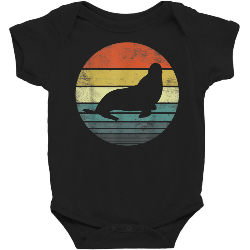 Seal Lover Gifts Retro Vintage Sea Lion Animal Silhouette T Shirt Baby Bodysuit by AbidahToenges | Artistshot