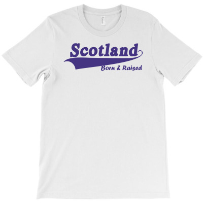 Scotland Born And Raised Retro White & Navy International Country T-shirt Designed By Abdul Holil