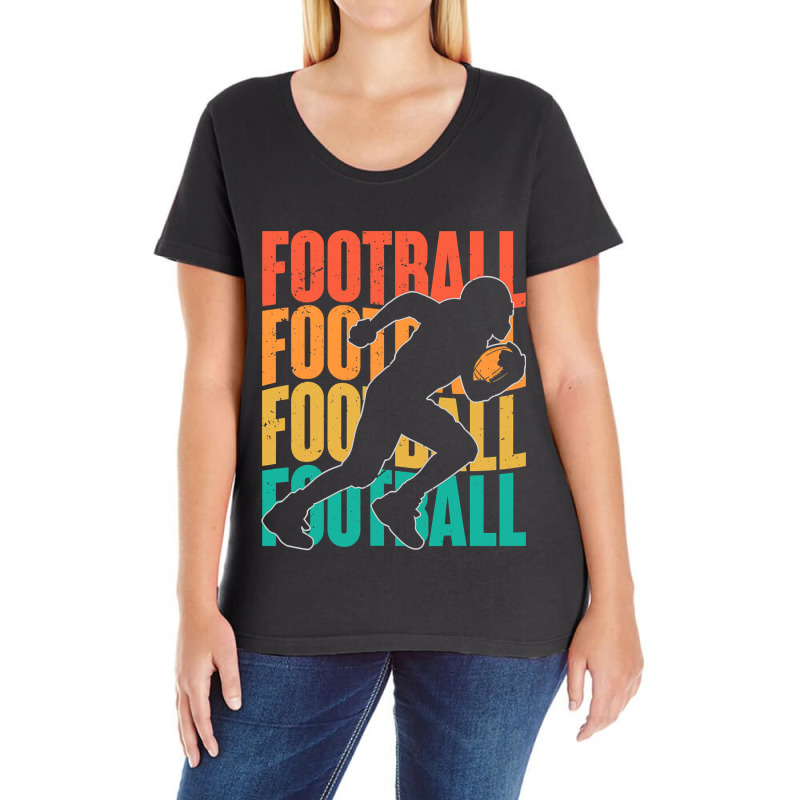 Retro Vintage American Football Season Party Footballer Ladies Curvy T-Shirt by pester | Artistshot