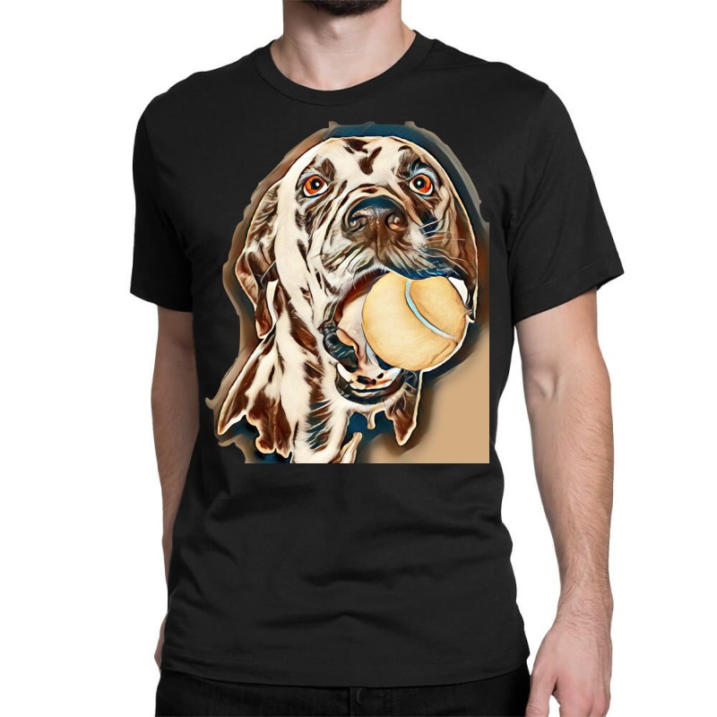 Dog Holding A Ball -- Isolated On White Classic T-shirt by Kemnabi | Artistshot