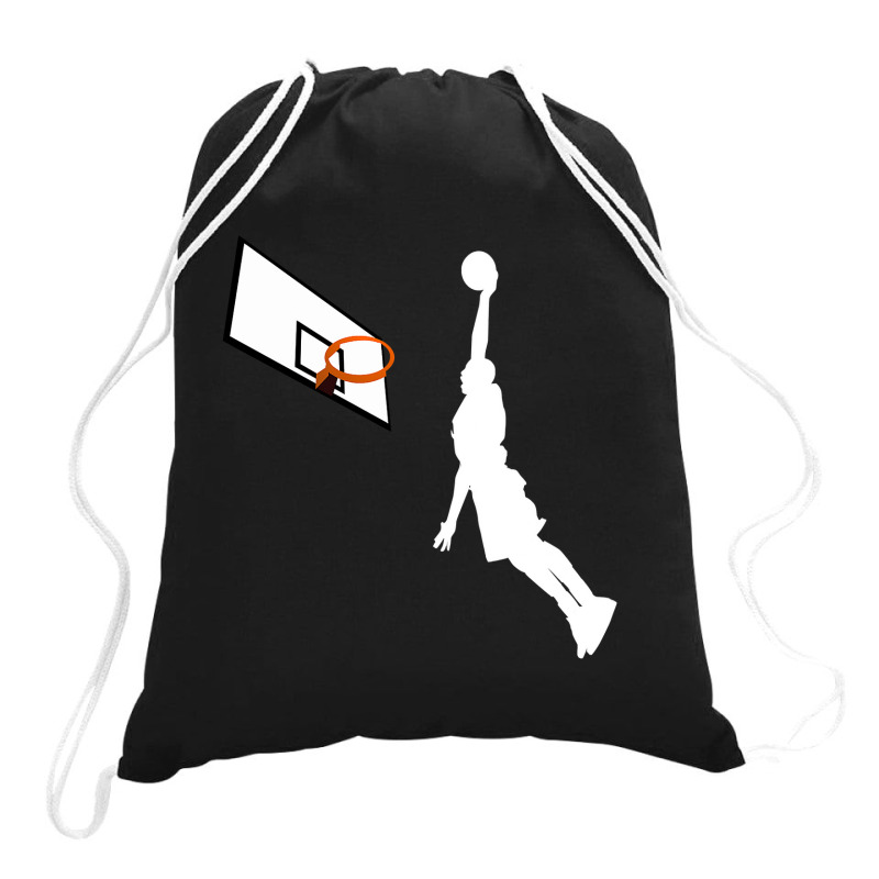 Basketball Dunk Competition Silhouette One Handed Dunk Shot Drawstring Bags | Artistshot