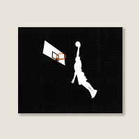 Basketball Dunk Competition Silhouette One Handed Dunk Shot Landscape Canvas Print | Artistshot