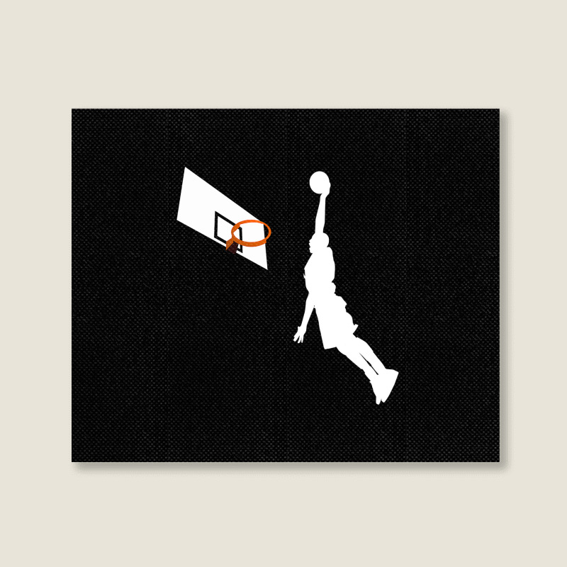 Basketball Dunk Competition Silhouette One Handed Dunk Shot Landscape Canvas Print | Artistshot