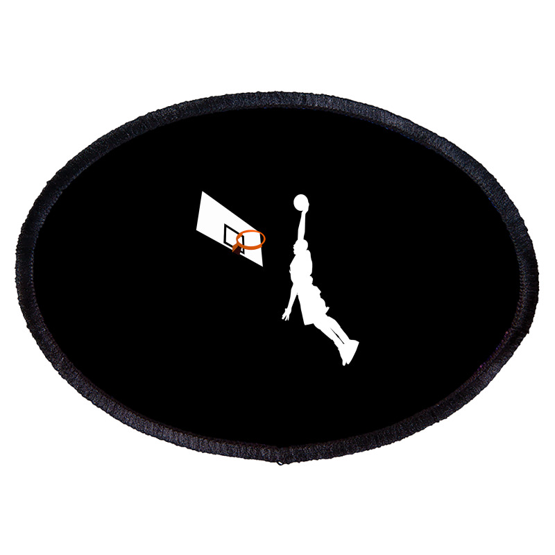 Basketball Dunk Competition Silhouette One Handed Dunk Shot Oval Patch | Artistshot