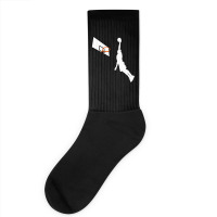 Basketball Dunk Competition Silhouette One Handed Dunk Shot Socks | Artistshot